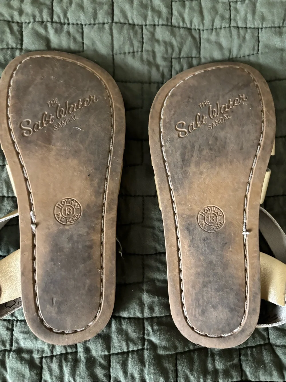 Saltwater sandals; size 13